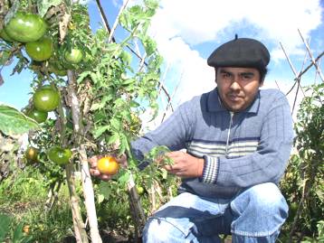 Andrs Romn muestra el producido de la Huerta en el Pro.Se.Al (ao 2006)