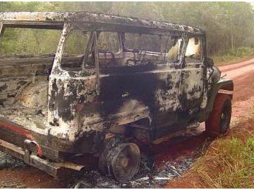 asi qued el Jeep de la pareja asesinada (foto Misiones On Line)