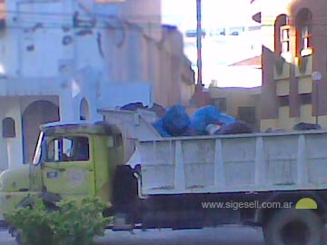 Un camin Municipal, con personal Municipal recoge basura,  Y Ecoplata?