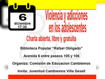 El aviso de la charla, hoy jueves desde las 17.30