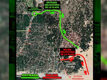 La Comuna local difundi un croquis de ingreso y egreso al circuito, por el barrio norte