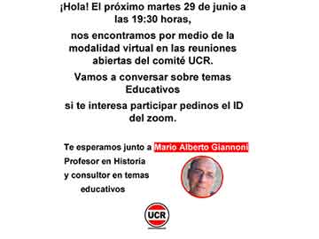 Este martes 29, desde las 19.30 y via zoom, la educacion en debate