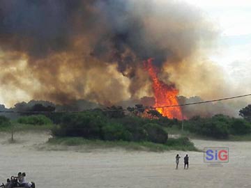 El voraz incendio tuvo llamas de proporciones (foto M.E. Arbelaiz)