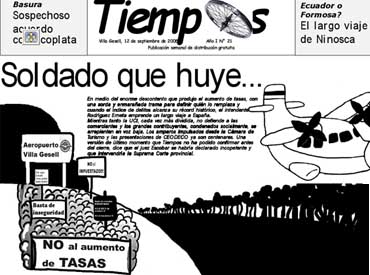 tapa de Tiempos, alusiva al vuelo del Intendente a Espaa                